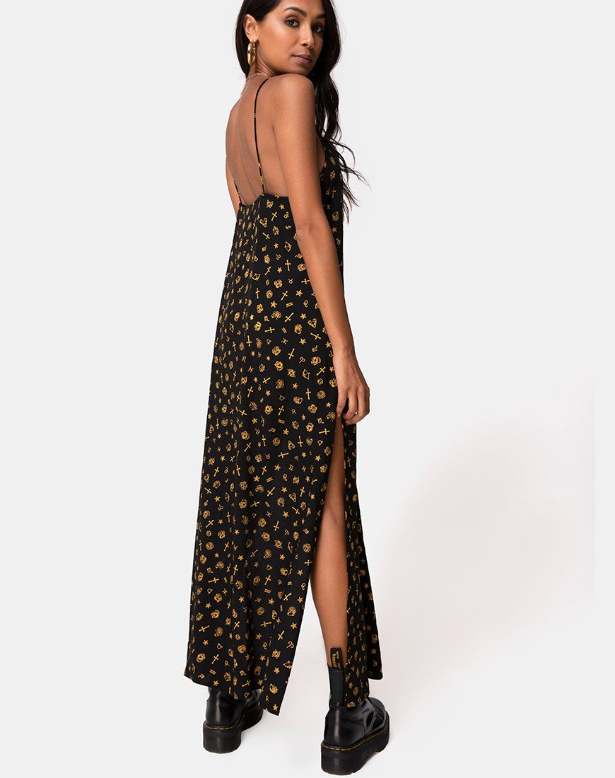 Hermina Maxikleid in Mini Astro Schwarz