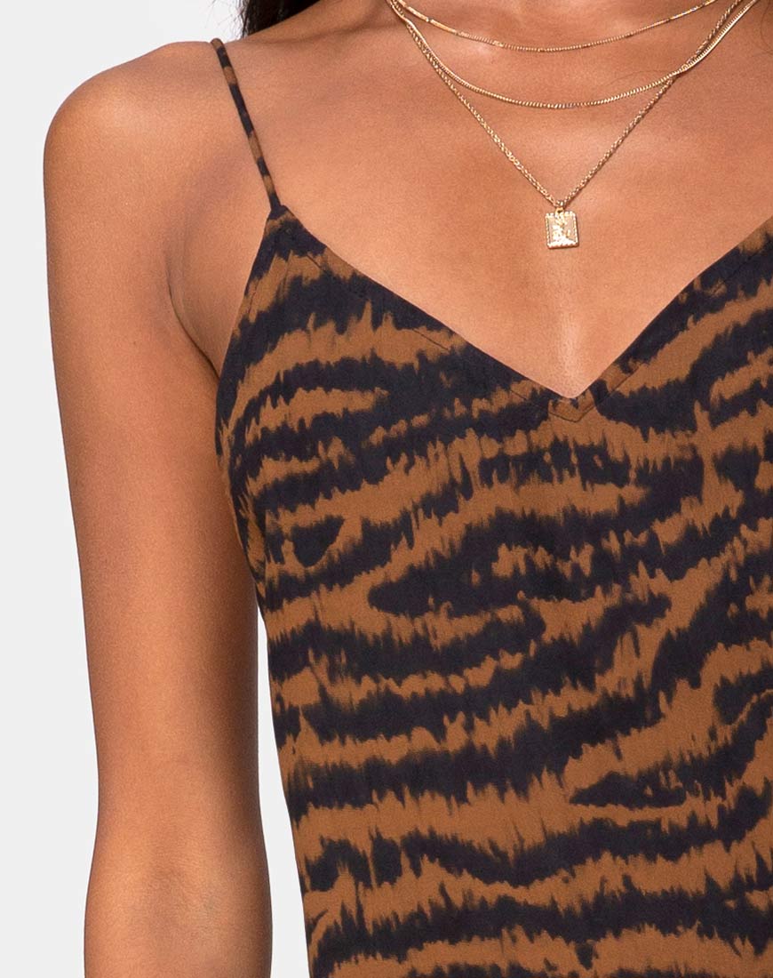 Image of Hime Maxikleid in Animal Drip Braun