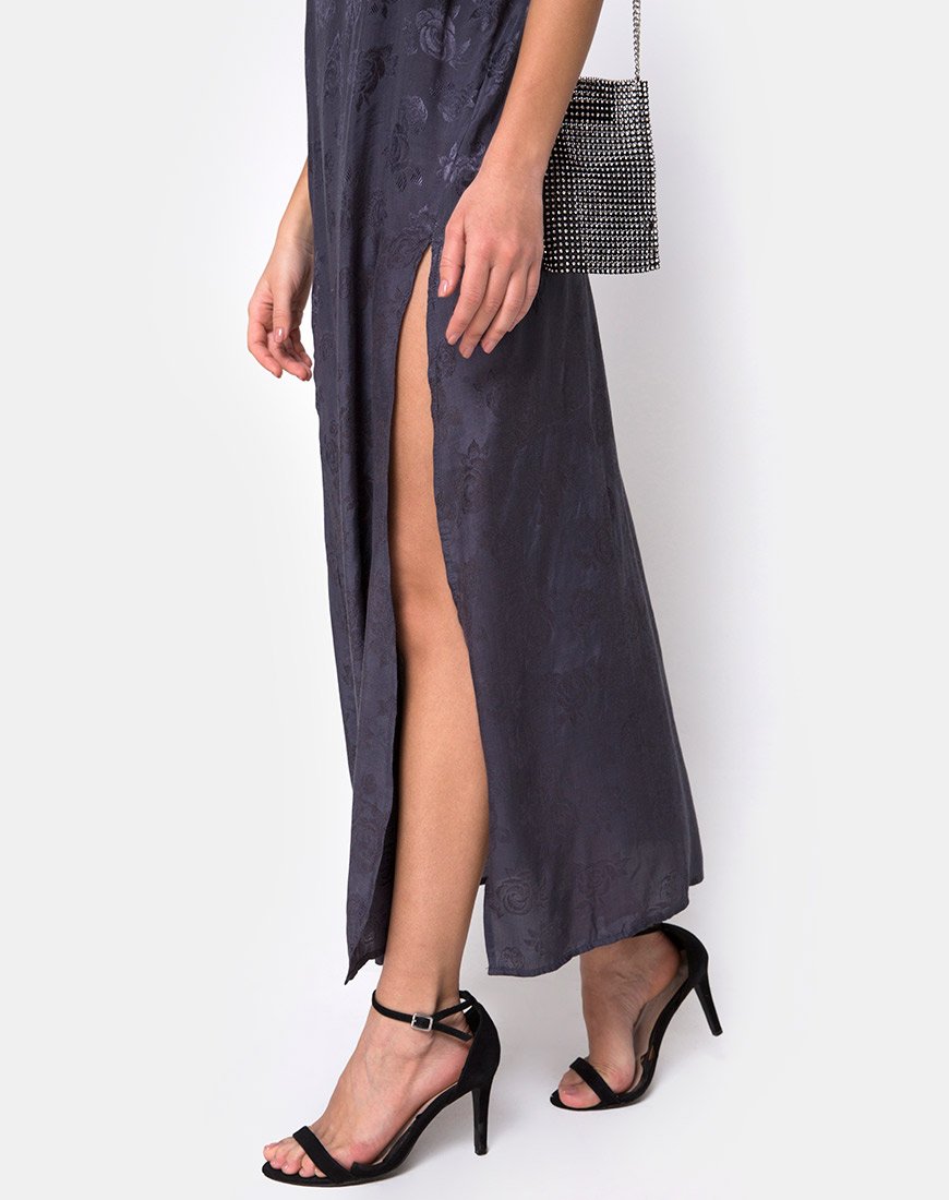 Image of Hime Maxikleid aus Satin Grau Rose
