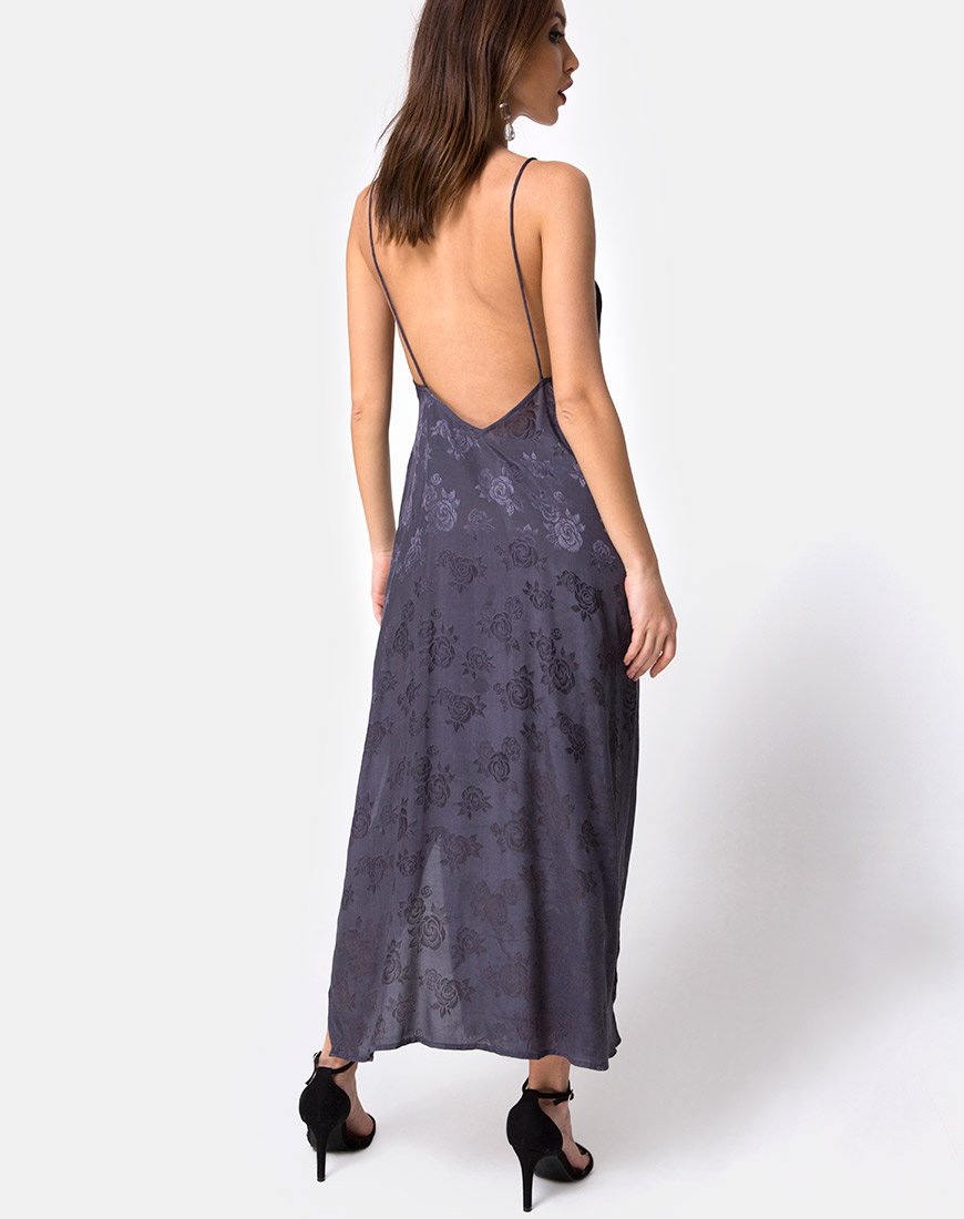 Image of Hime Maxikleid aus Satin Grau Rose