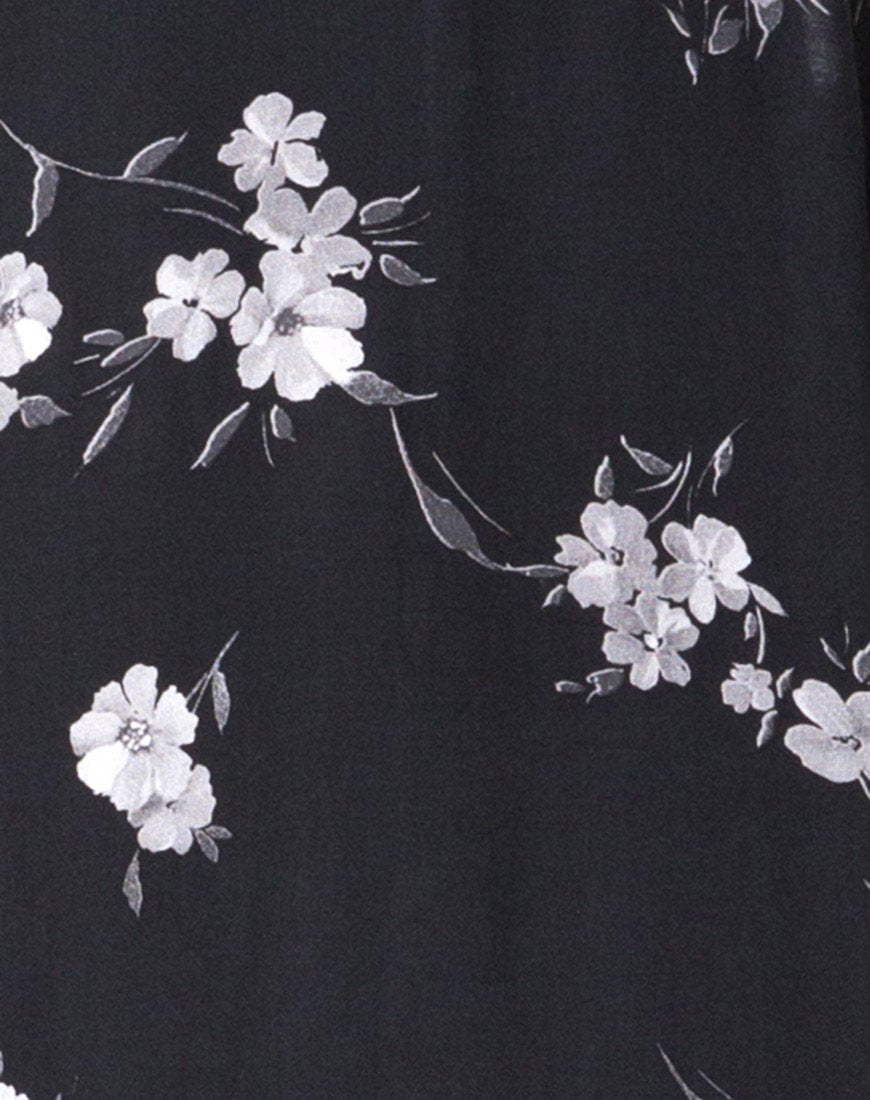 Image of Hime Maxikleid in Mono Flower Schwarz