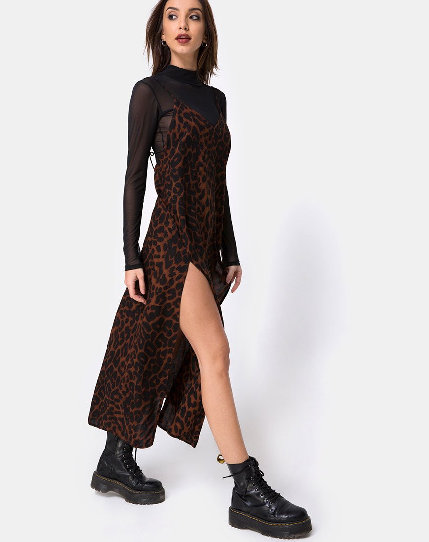 Hime Maxikleid in Übergröße Jaguar Braun