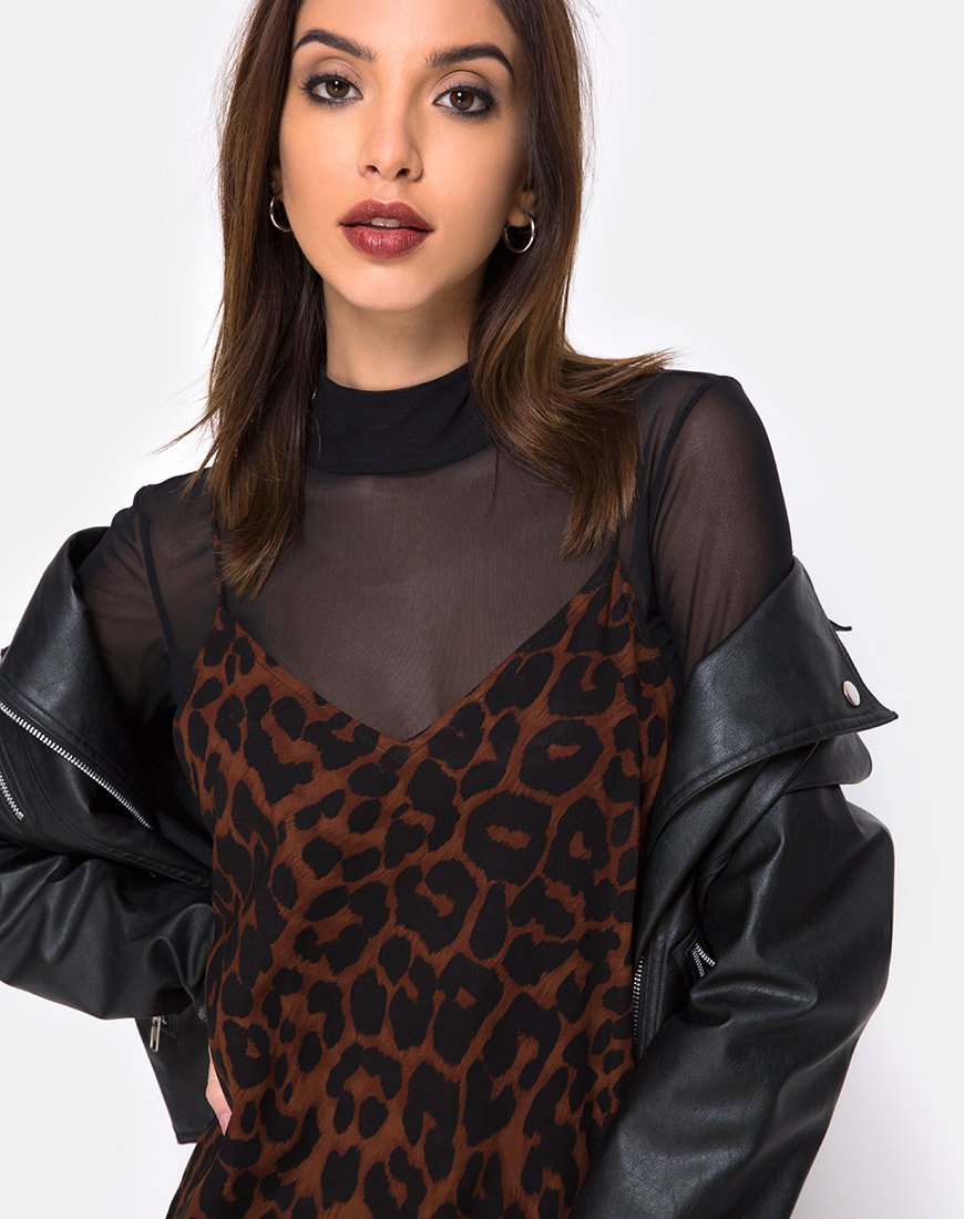 Image of Hime Maxikleid in Übergröße Jaguar Braun