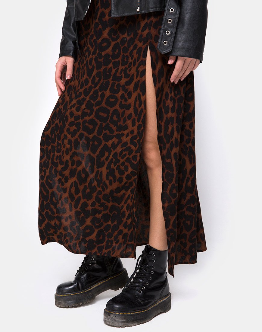 Image of Hime Maxikleid in Übergröße Jaguar Braun