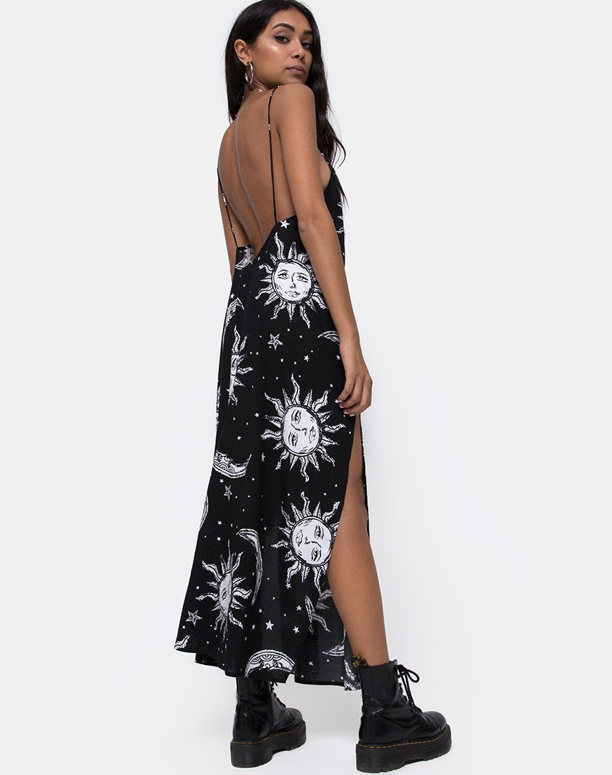 Hime Maxikleid in Übergröße Sonne Mond und Sterne