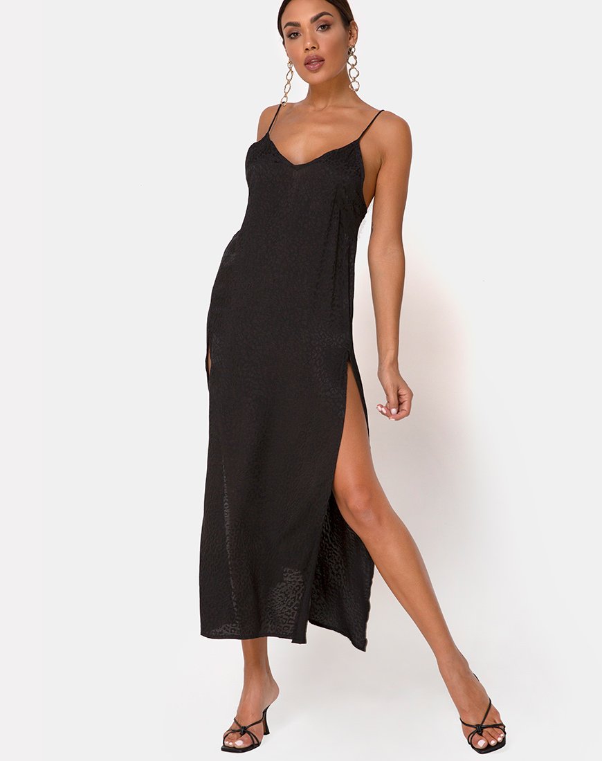 Hime Kleid aus Satin Gepard Schwarz
