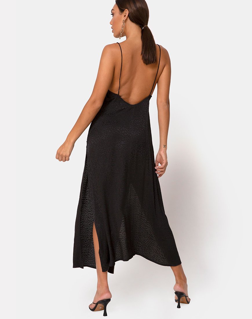 Image of Hime Kleid aus Satin Cheetah Schwarz