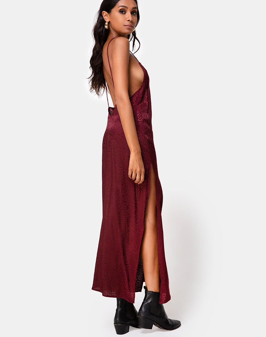 Hime Kleid aus Satin Cheetah Burgundy