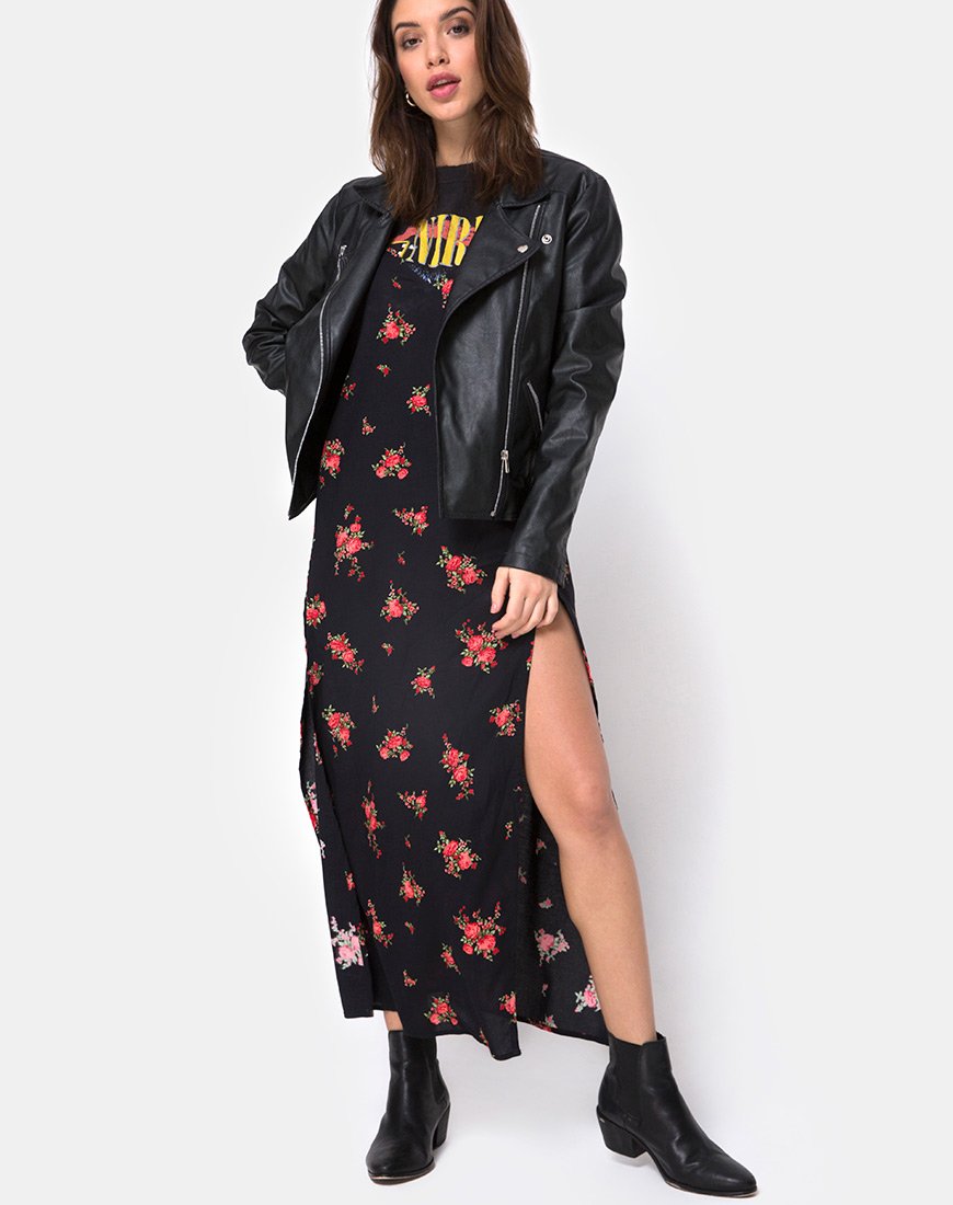 Image of Hime Maxikleid in Soi Rose Schwarz und Rot