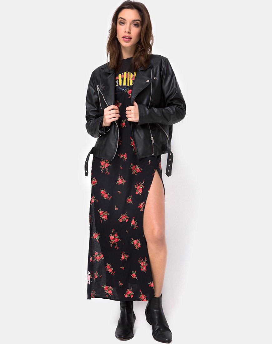 Image of Hime Maxikleid in Soi Rose Schwarz und Rot
