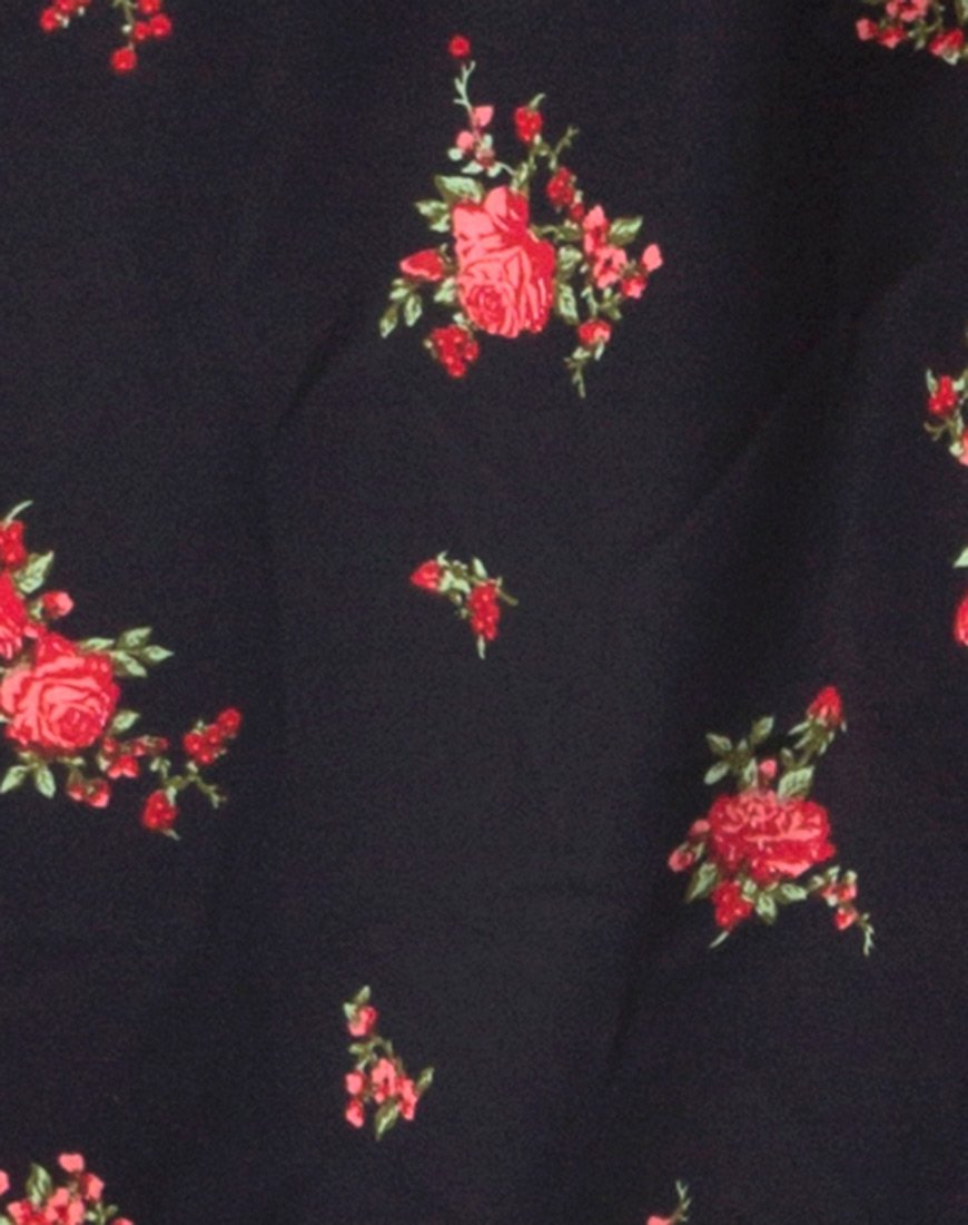 Image of Hime Maxikleid in Soi Rose Schwarz und Rot