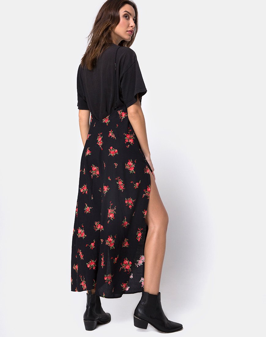 Image of Hime Maxikleid in Soi Rose Schwarz und Rot