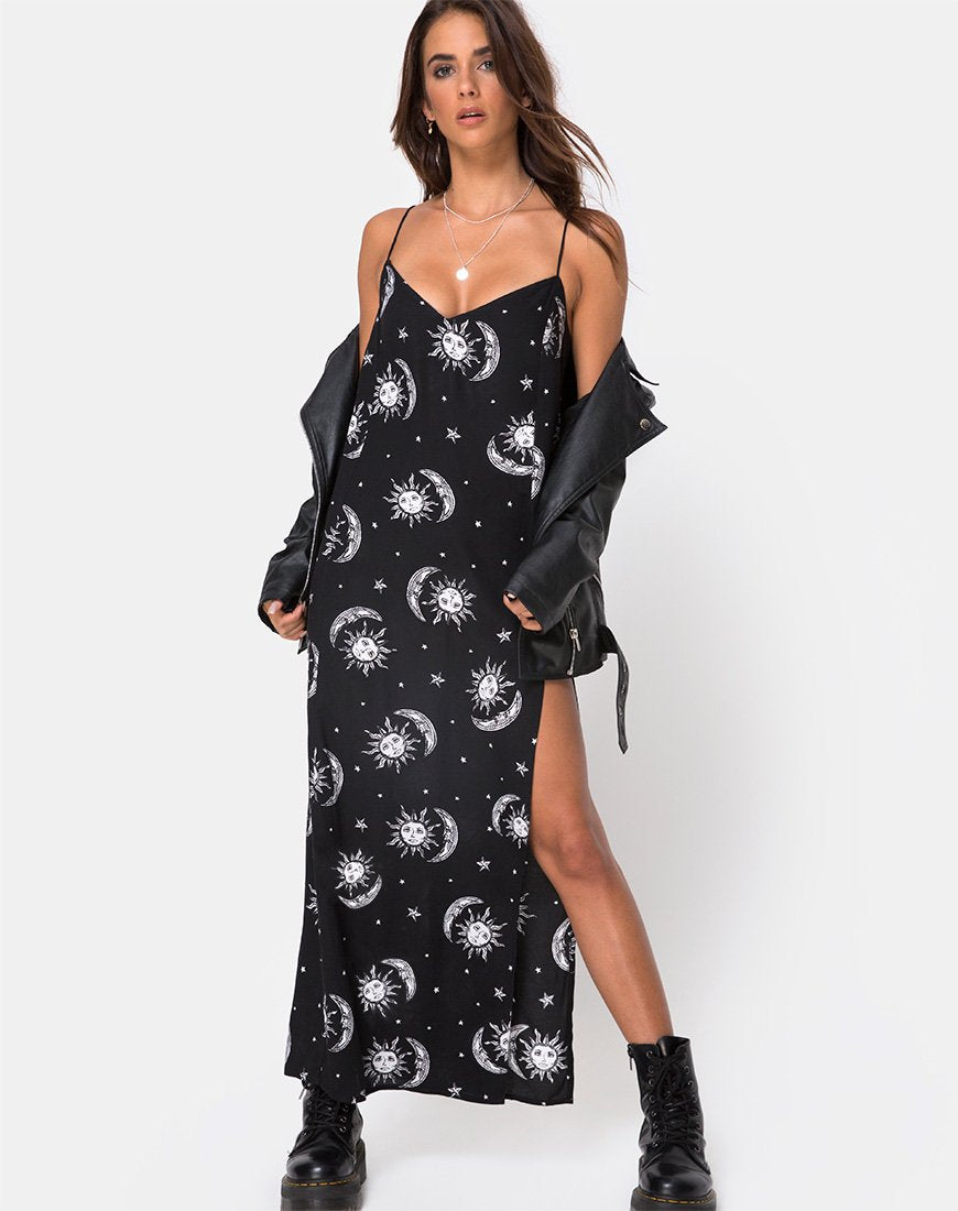 Bild von Batis Maxikleid in Sonne Mond Sterne BW