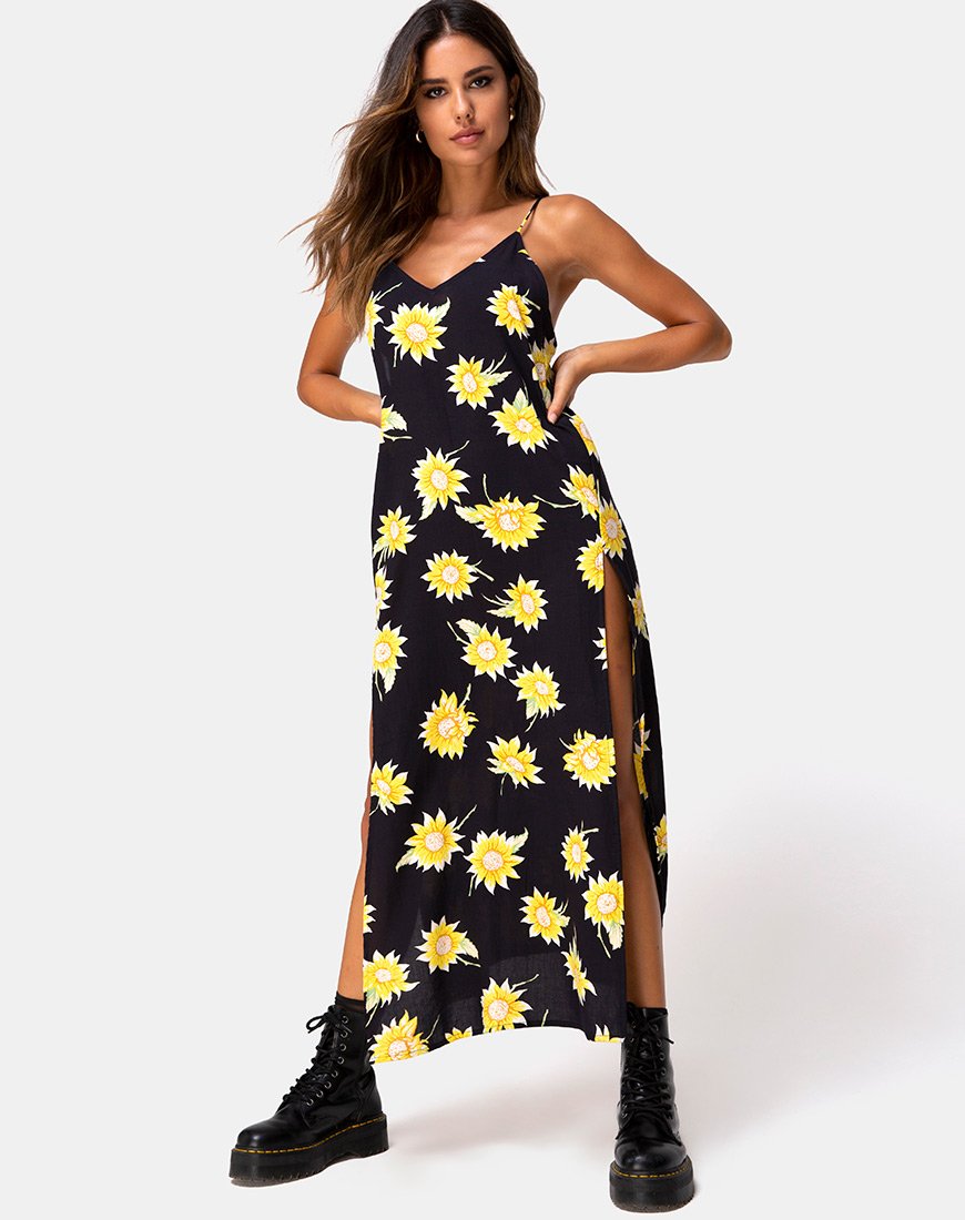 Image of Hime Maxikleid in Sunny Days Schwarz
