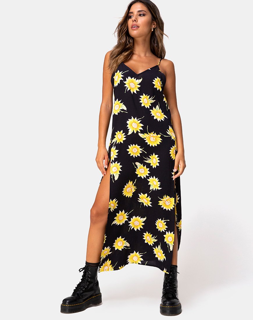 Image of Hime Maxikleid in Sunny Days Schwarz
