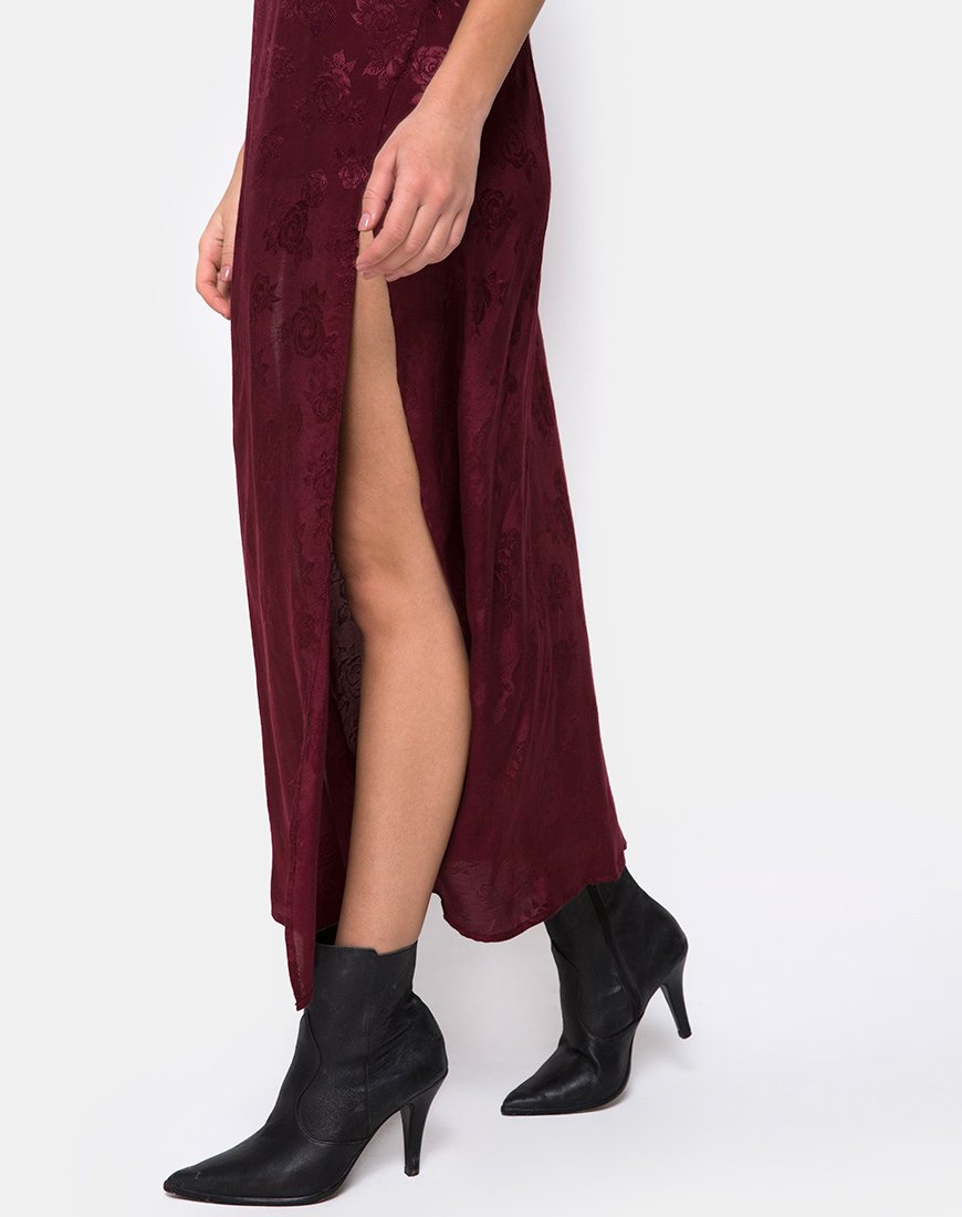 Image of Hime Maxikleid aus Satin in Burgunderrosa