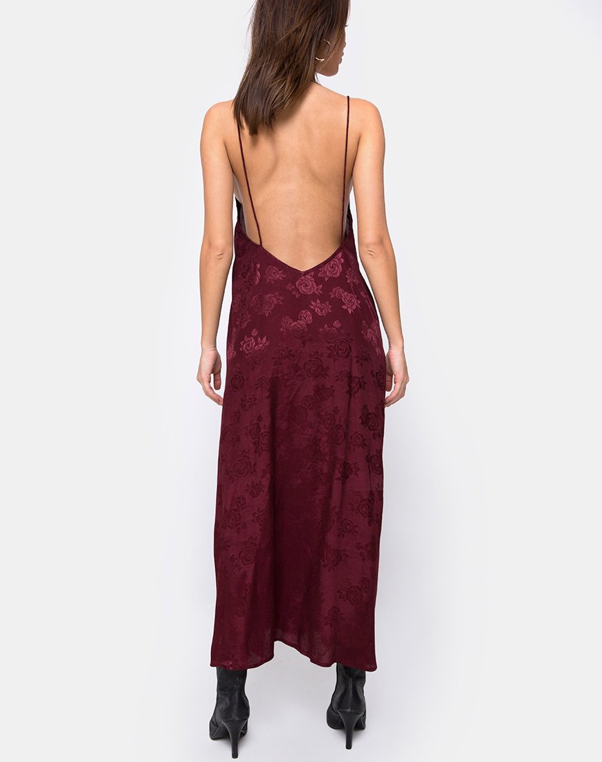 Image of Hime Maxikleid aus Satin in Burgunderrosa