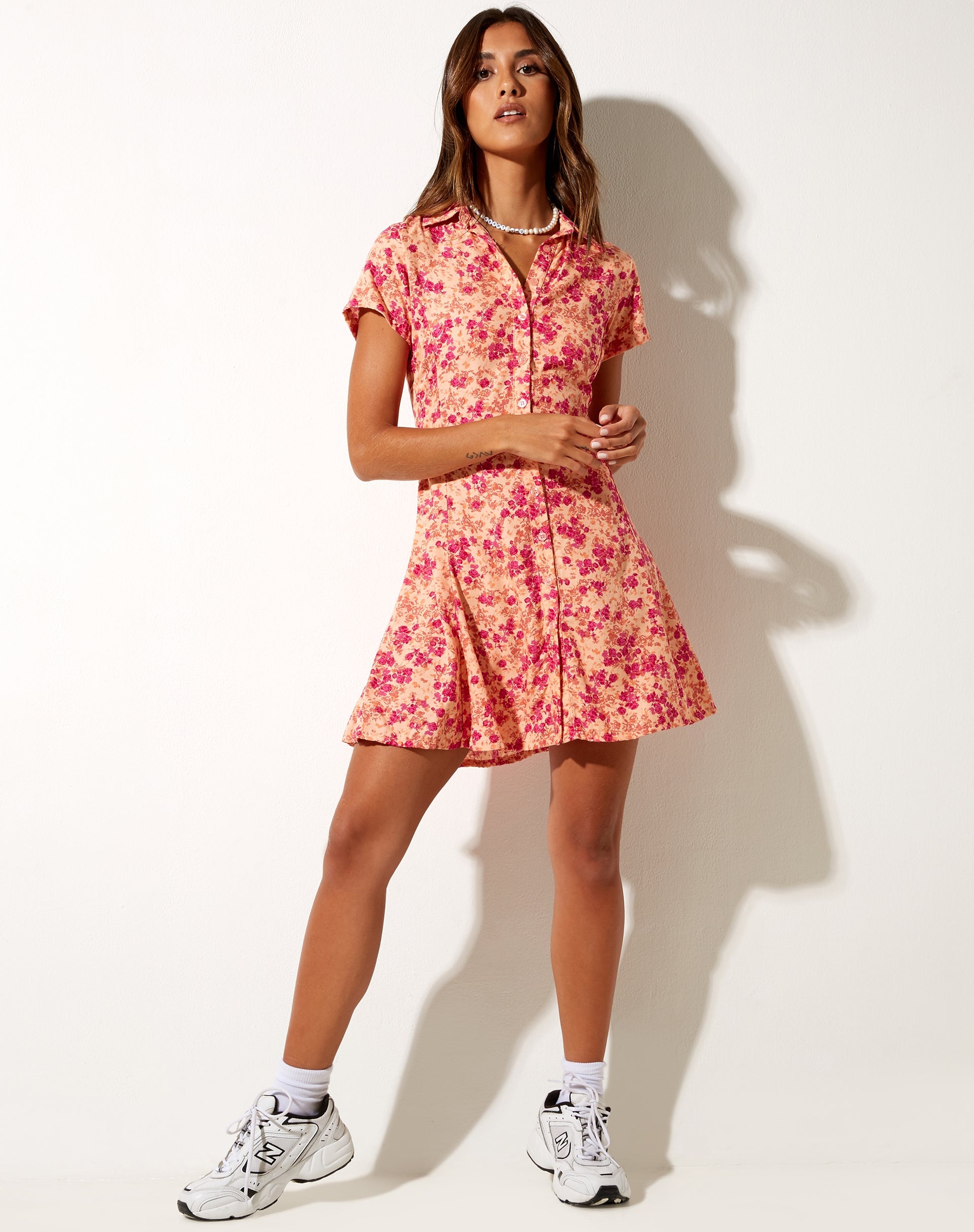 Image of Holma Minikleid aus dunkler Wildblume Cantaloupe