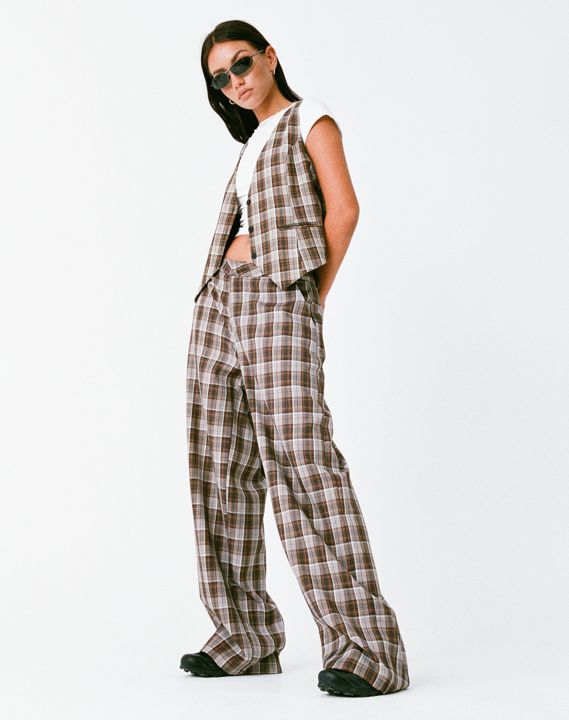 Bild von MOTEL X OLIVIA NEILL Hondra Hose in Check Tan Braun