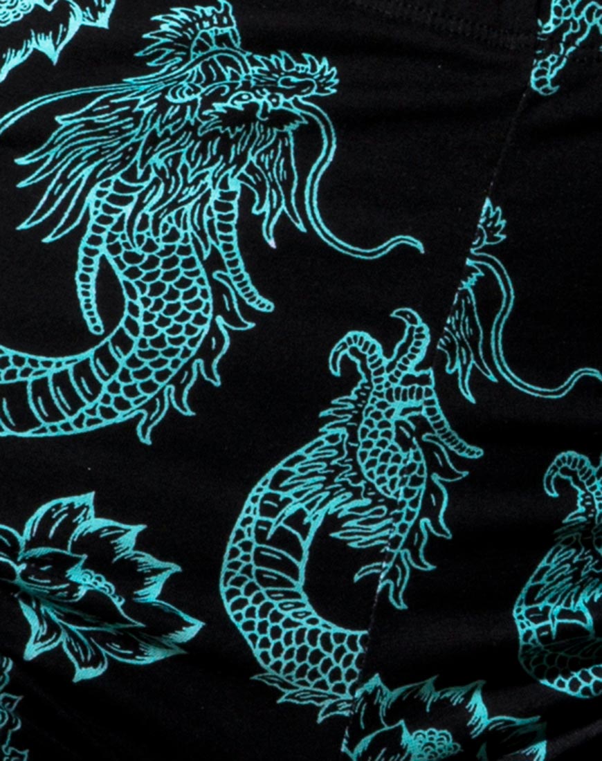 Image of Hot Pant in Drachenblume Schwarz und Mint