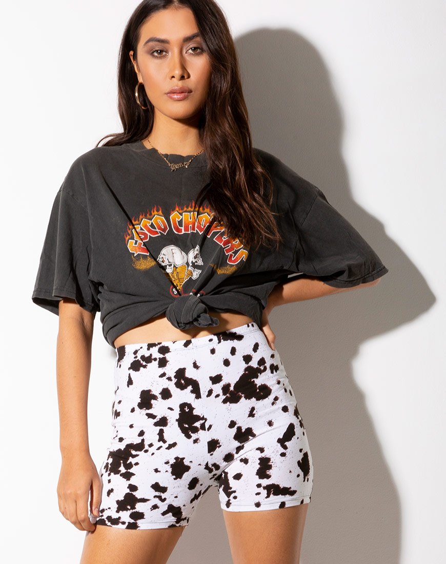 Hot Pant in Mini Cow Schwarz und Weiß
