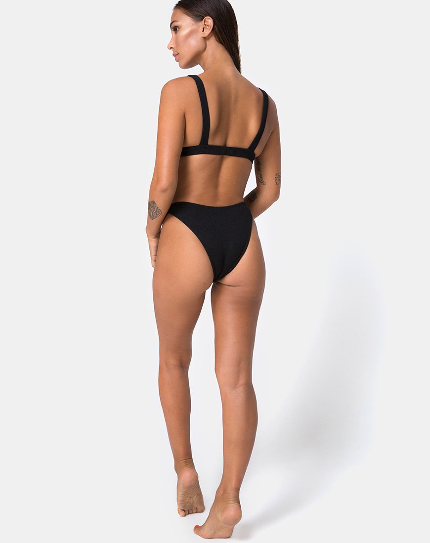 Image of Hyuna Bikinioberteil in Schwarz mit silberner Schnalle