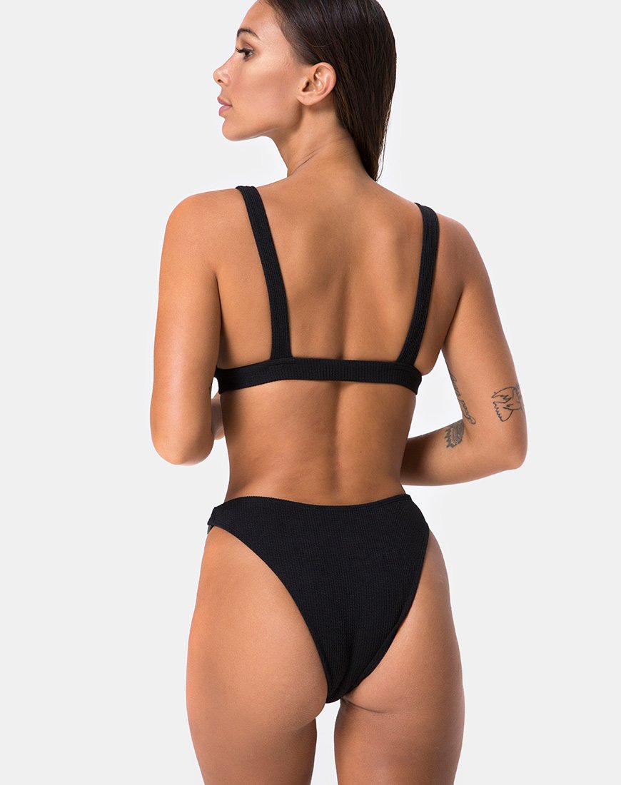 Image of Hyuna Bikinioberteil in Schwarz mit silberner Schnalle