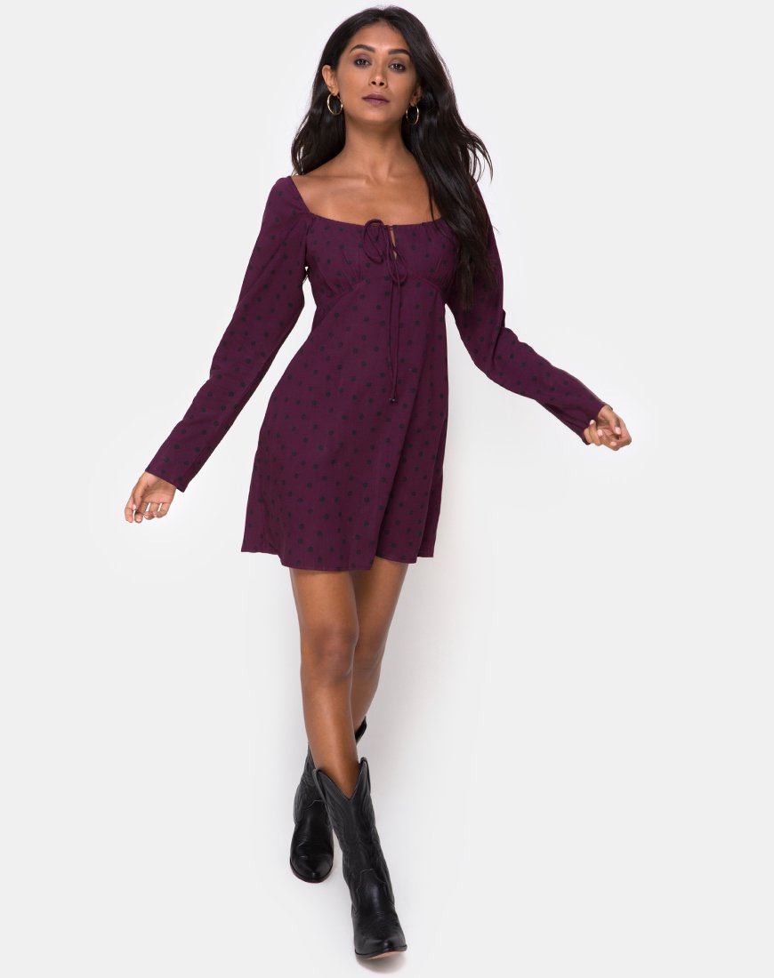 Image of Ilova Kleid in Skater Polka Wein