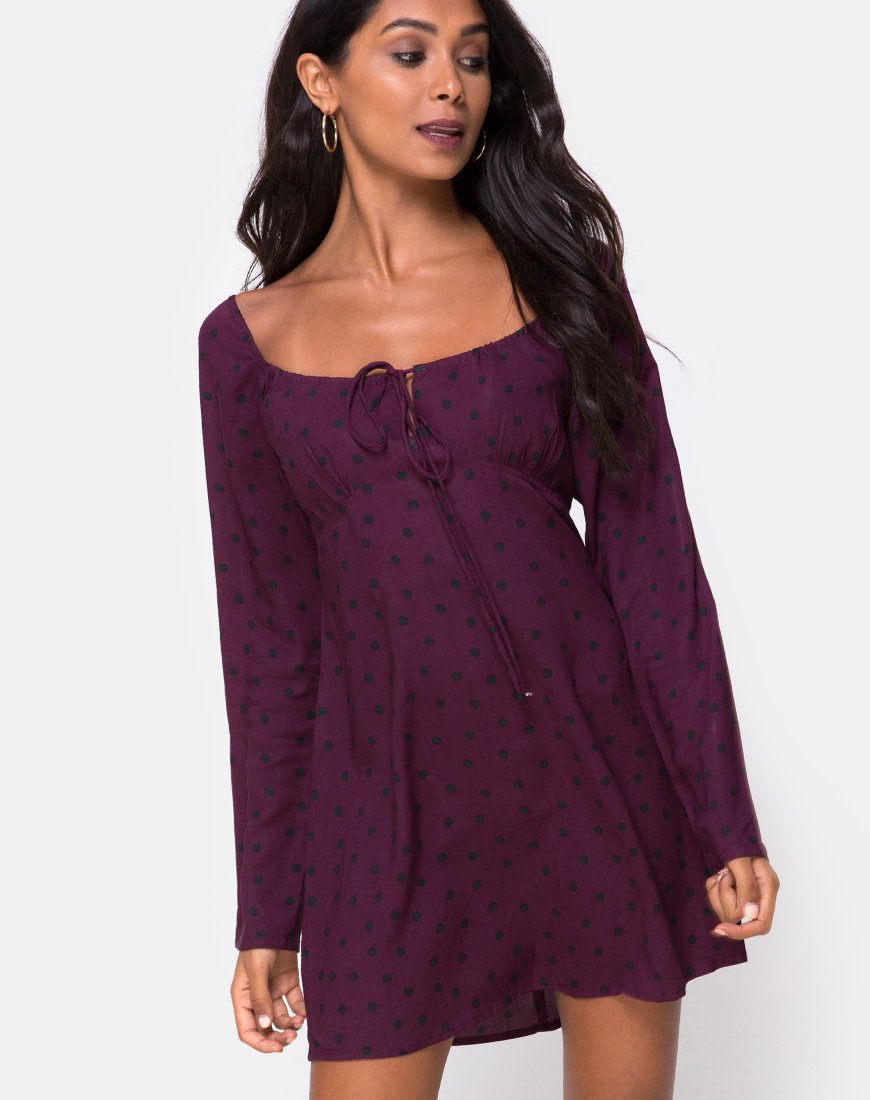 Ilova Kleid in Skater Polka Wein