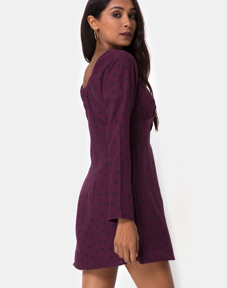 Ilova Kleid in Skater Polka Wein
