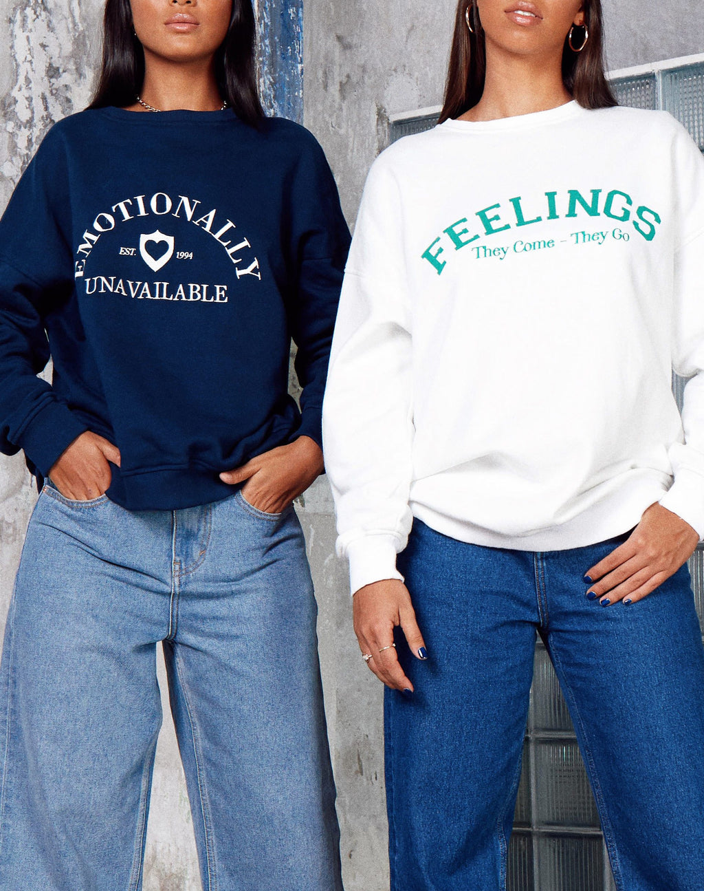 Glo Sweatshirt in Weiß 'Gefühle, die kommen und gehen'