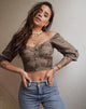 Bild von Flory Crop Top aus Satin Rose Silber Grau