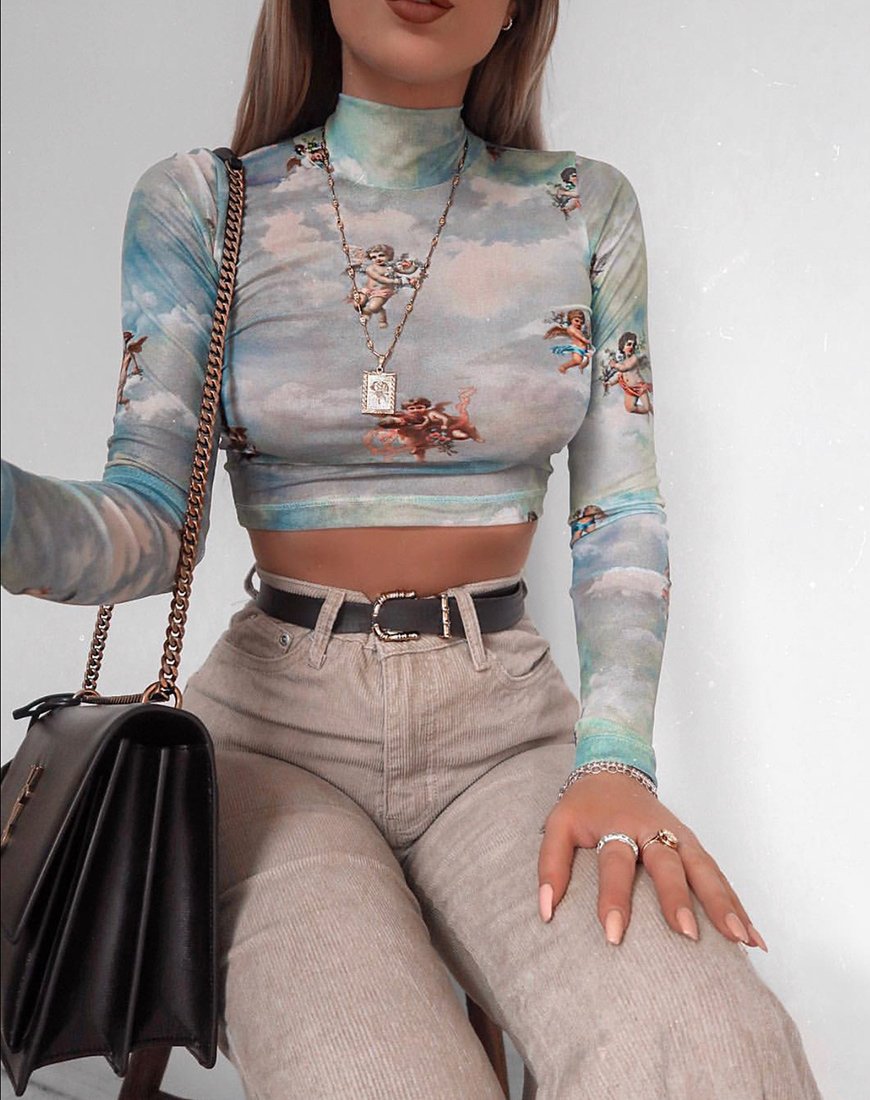 Bild von Lara Crop Top in Angel Sky Blue Mesh