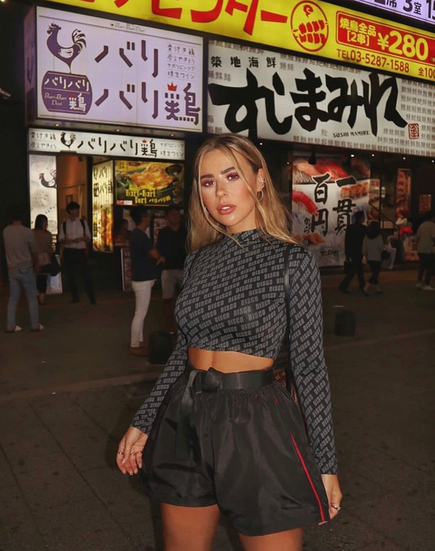 Lara Crop Top in Diagonal Disco Silber