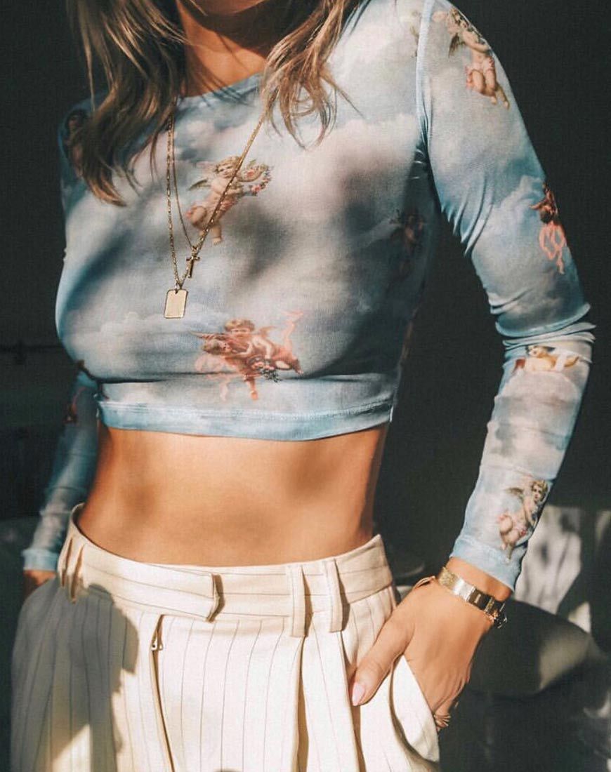 Bild von Bonnie Crop Top in Angel Sky Blue Mesh