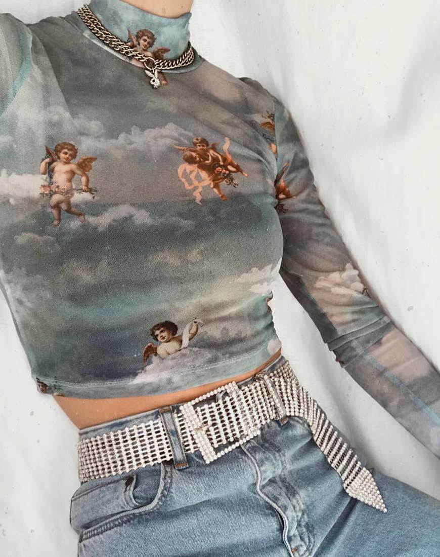 Bild von Lara Crop Top in Angel Sky Blue Mesh