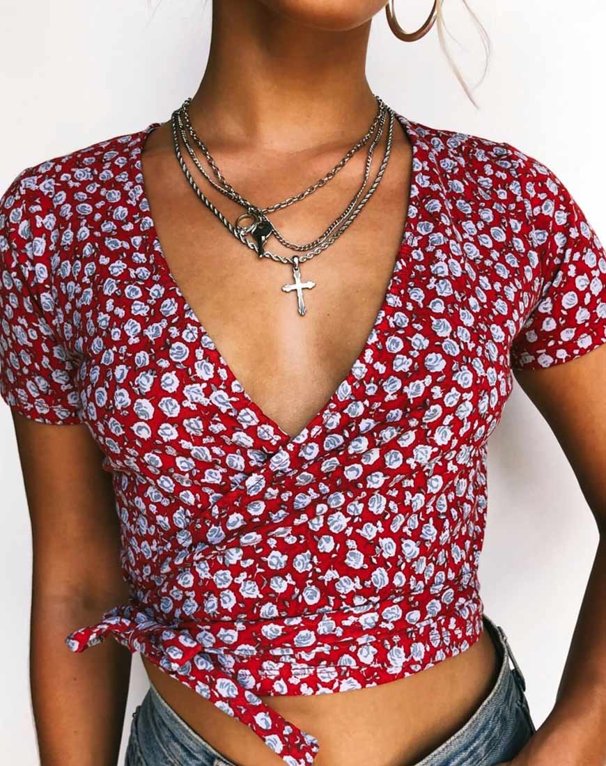 Bilen Top in Zartrosa Rot und Silber