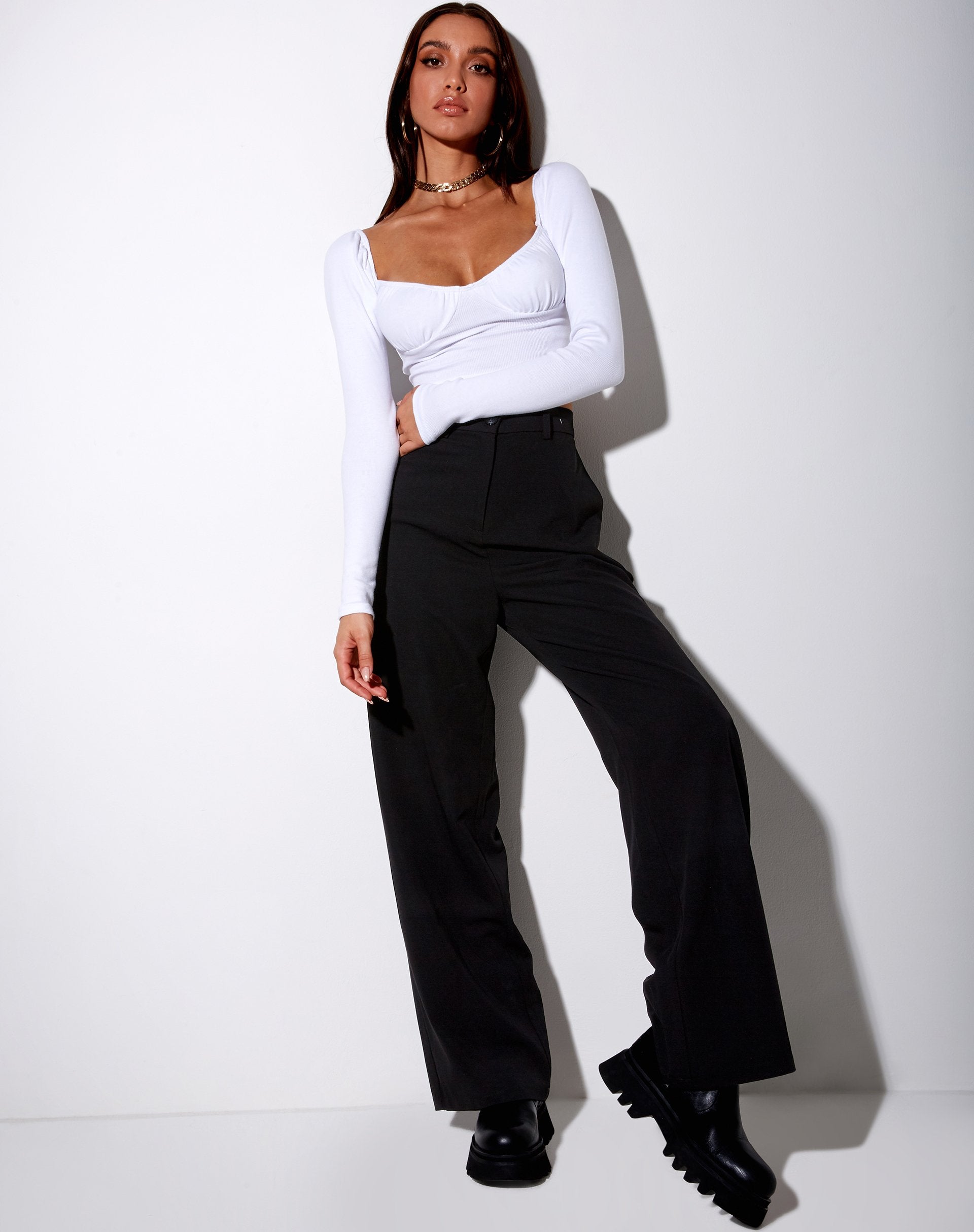 Bild von Inalo Crop Top in Rippe Weiß