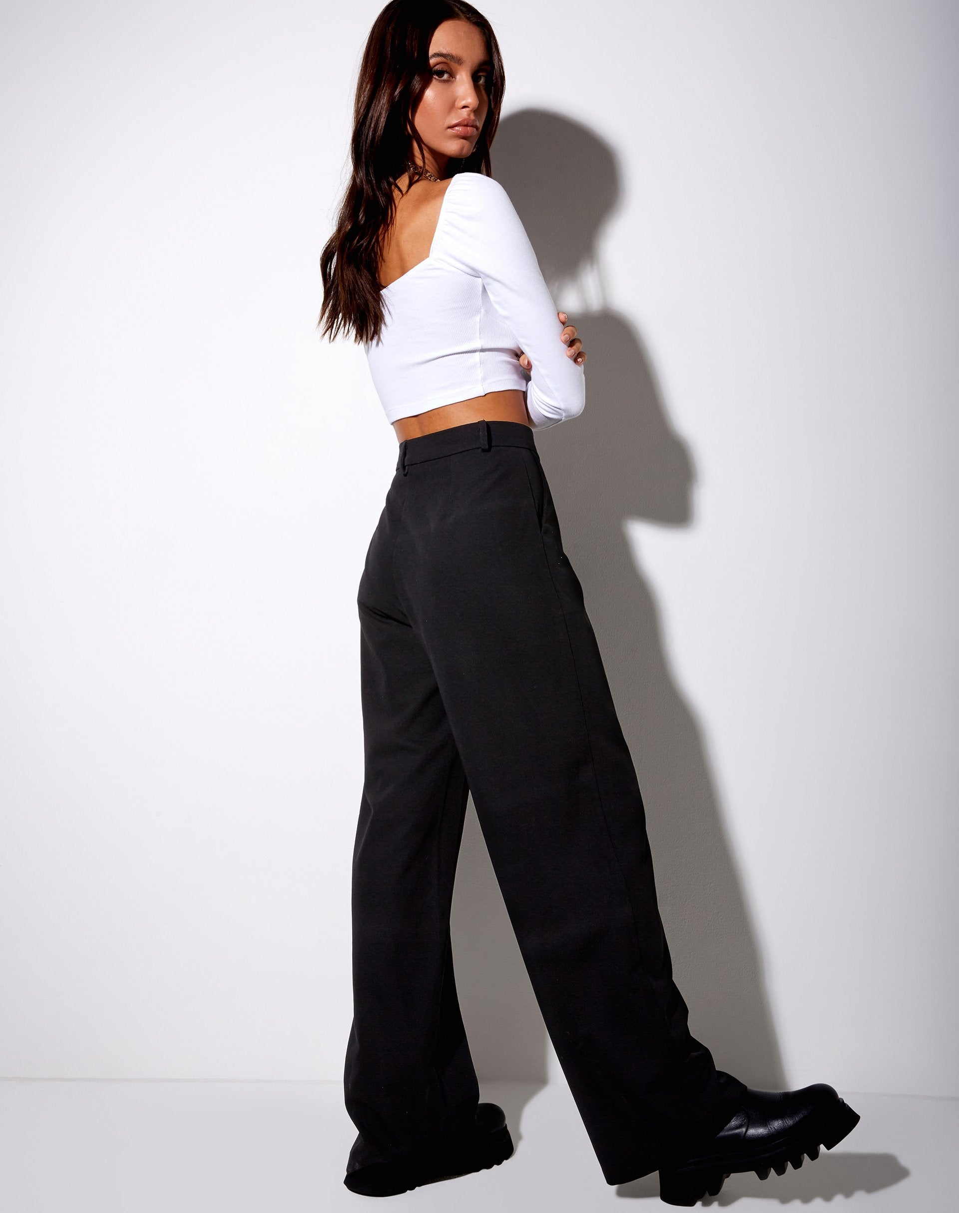 Bild von Inalo Crop Top in Rippe Weiß