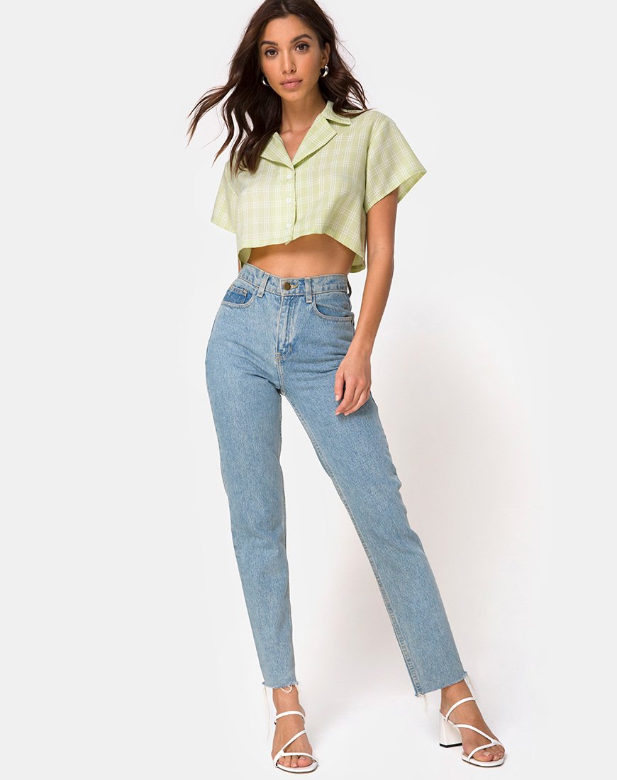 Image of Indiana Cropped Shirt in Salbei Karo