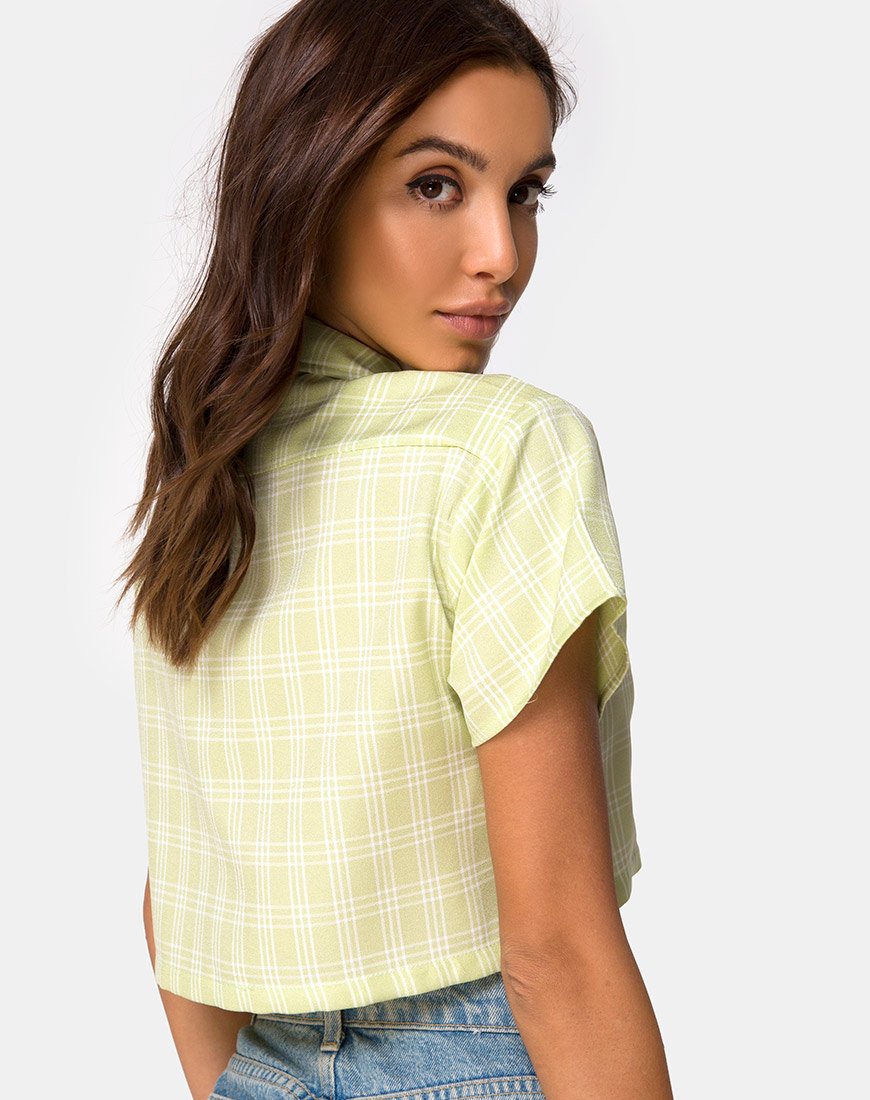 Indiana Cropped Shirt in Salbei Karo