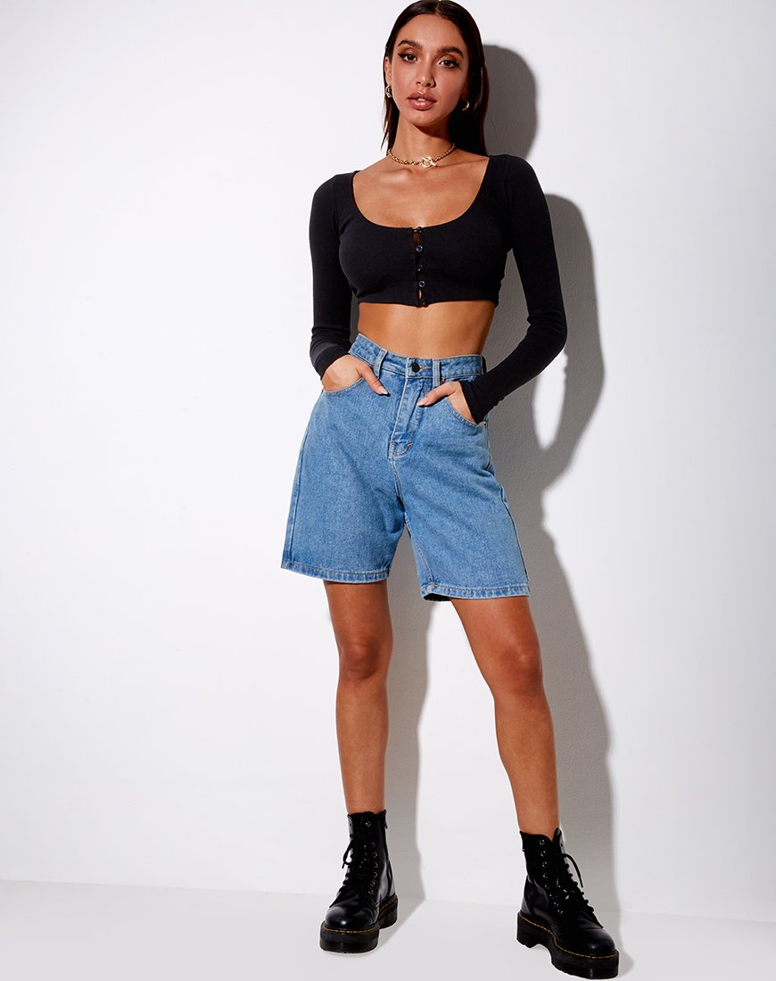 Bild von Ineke Crop Top in Rippe Schwarz
