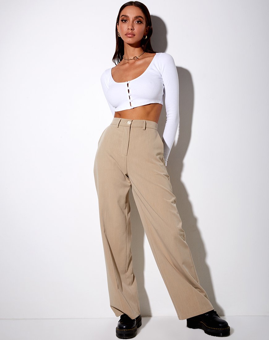 Bild von Ineke Crop Top in Rippe Weiß