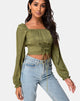 Bild von Iris Crop Top aus Satin Cheetah Khaki