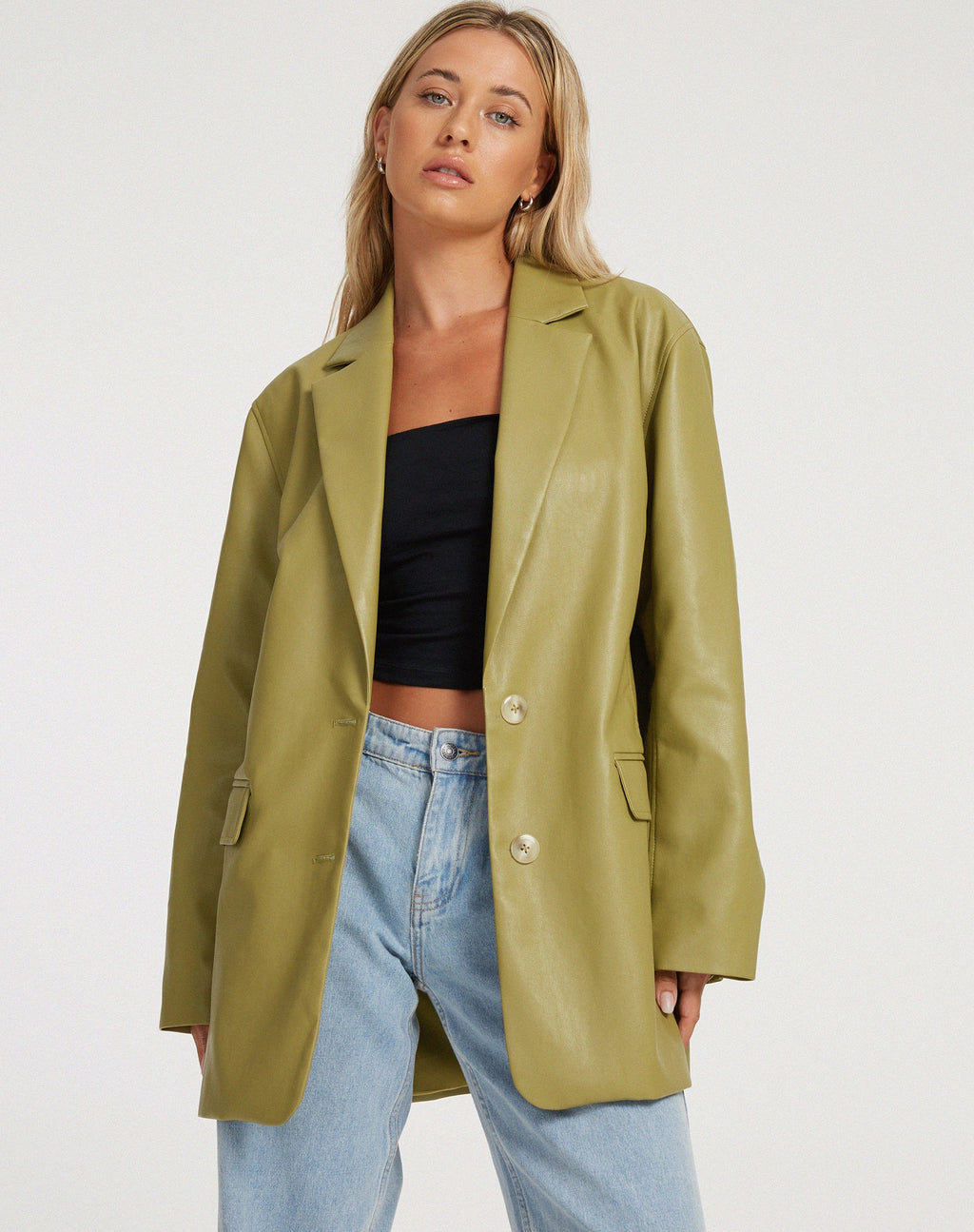Saken Blazer in PU-Blattgrün