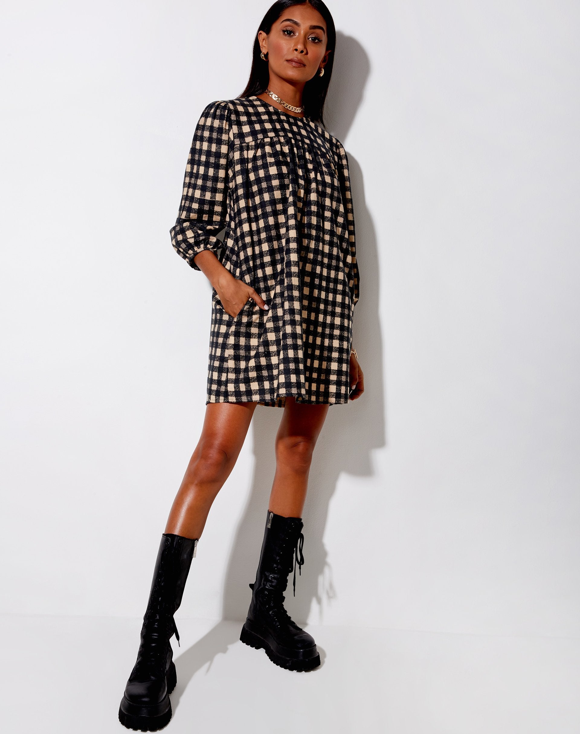 Image of Isha Minikleid im 90er Jahre Grunge-Karo