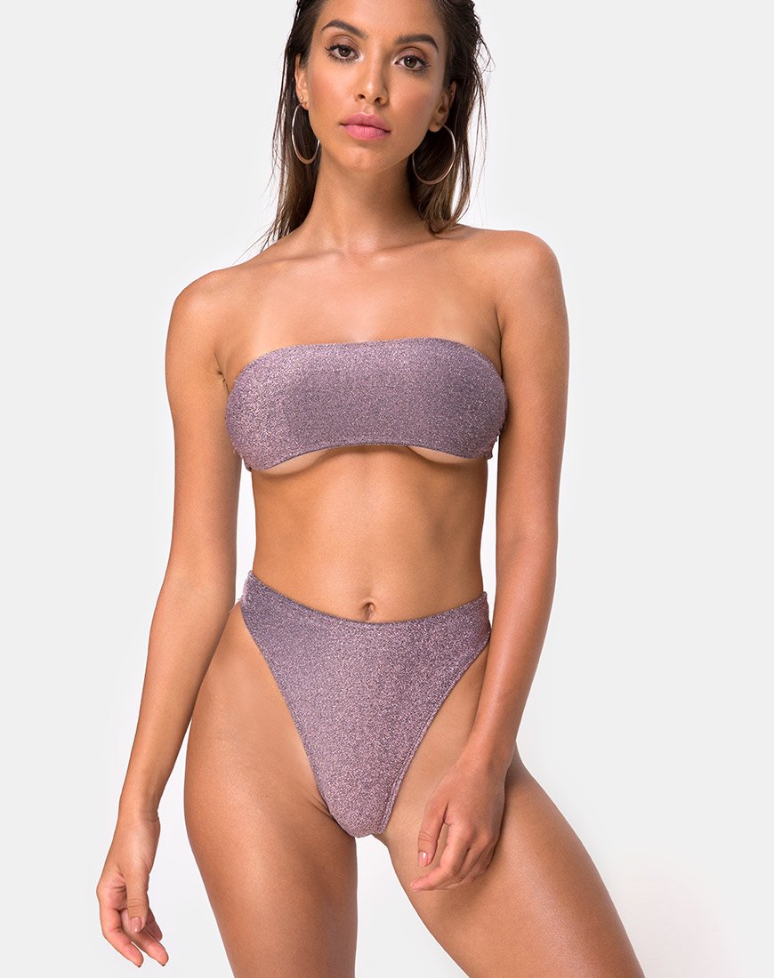 Izarla Bikini-Schlauchoberteil in Gunmetal Glitter