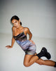 Izaty Bodycon Kleid aus Satin Petrol Ombre