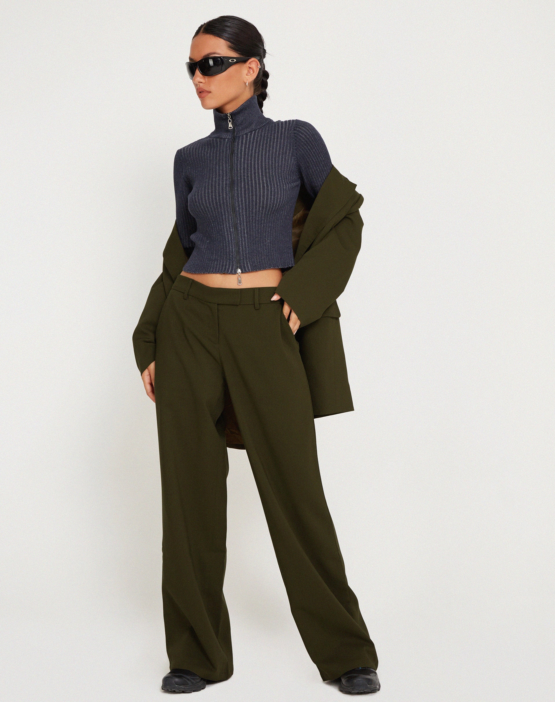 Bild von Jabba Wide Leg Trouser in Dark Khaki