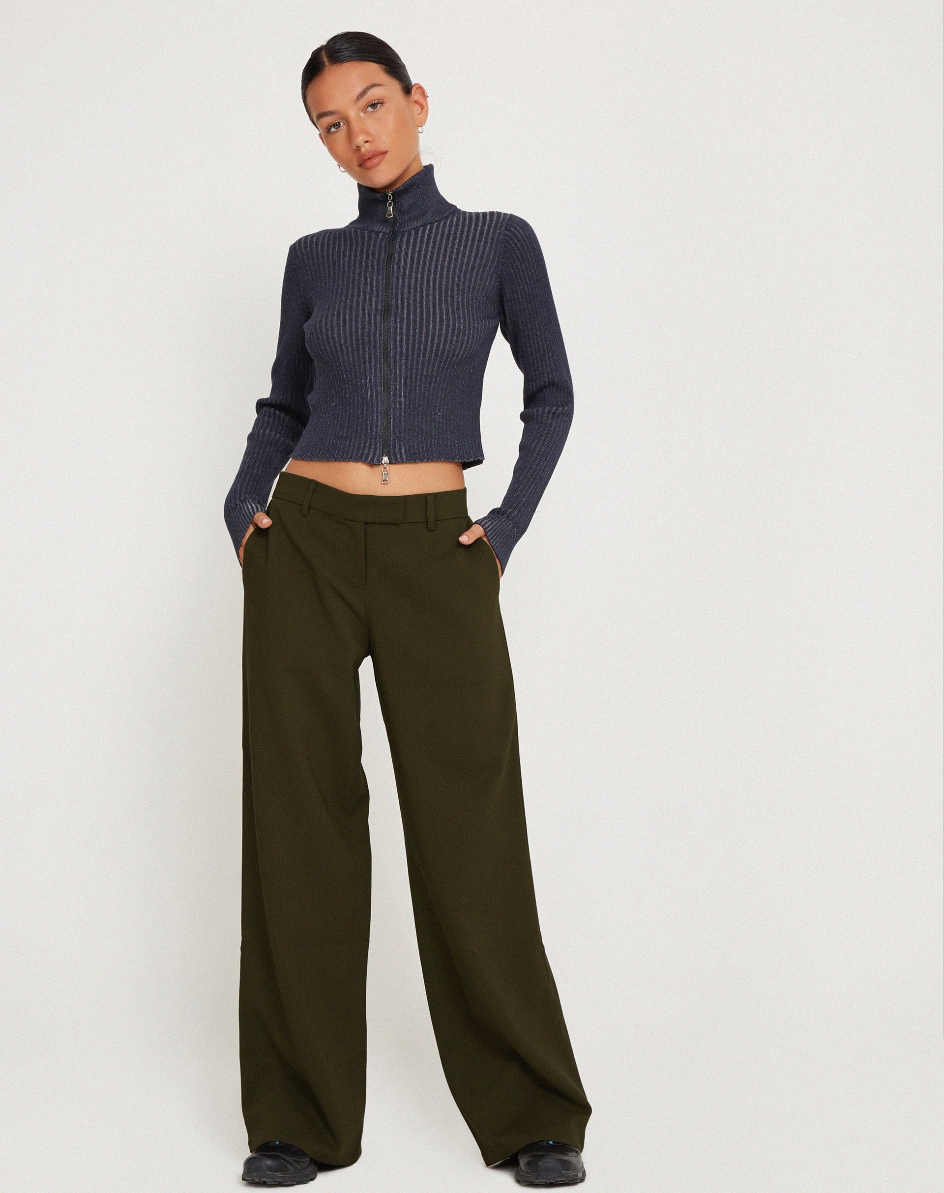 Bild von Jabba Wide Leg Trouser in Dark Khaki